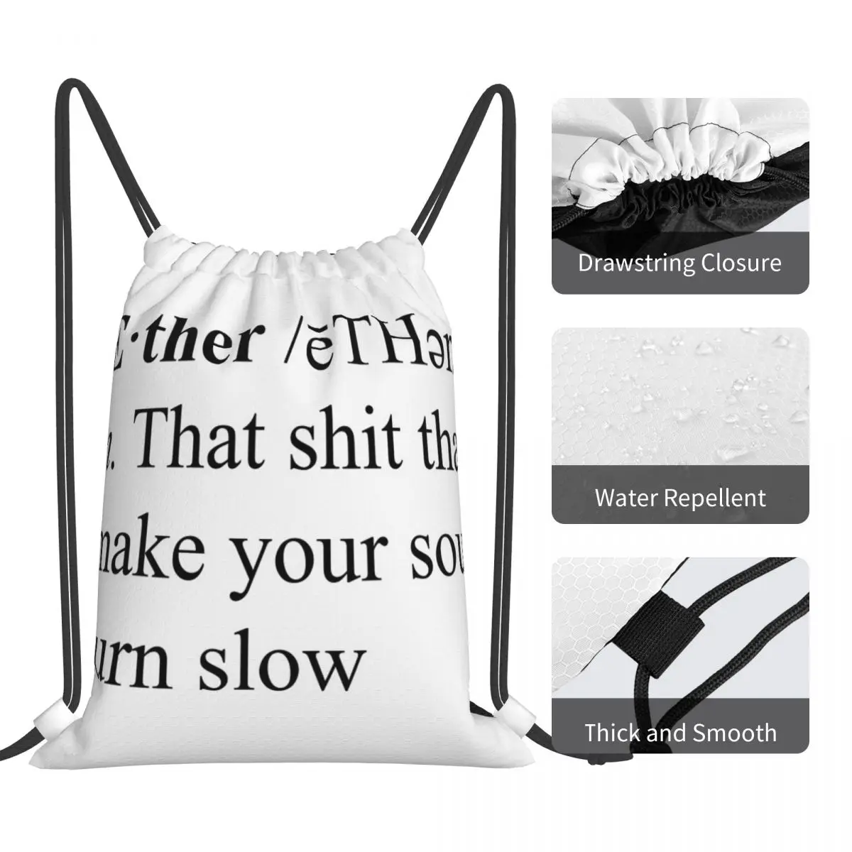 Женский тканевый рюкзак на шнурке с принтом эфира |