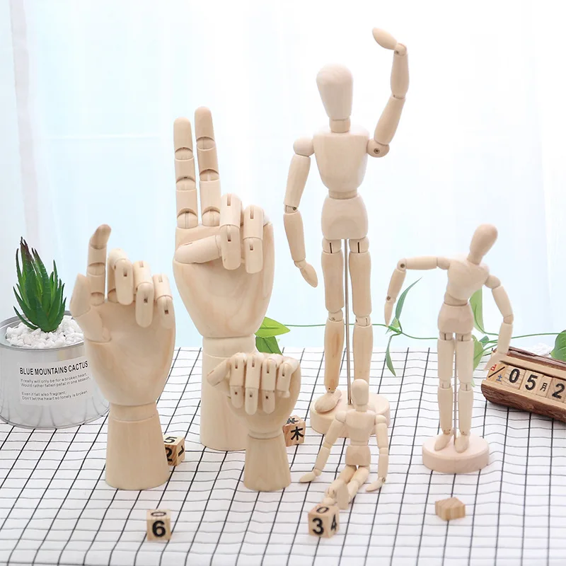 Wooden joint puppet wooden man decoration living room office desktop puppet 14 joint movable wooden decoration decoration