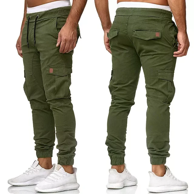 

Cotton Trousers Tactical Pants Outdoor Trousers Grey Army Sweatpants Mens Cargo Pants Drawstring Jogger Chinos Male Work Pants