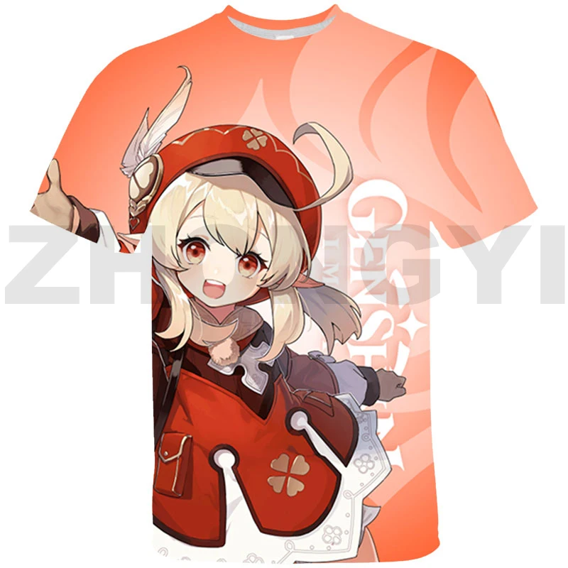 

Футболка с 3D принтом Genshin Impact, женские милые детские топы, футболка для подростков, женская футболка с рисунком