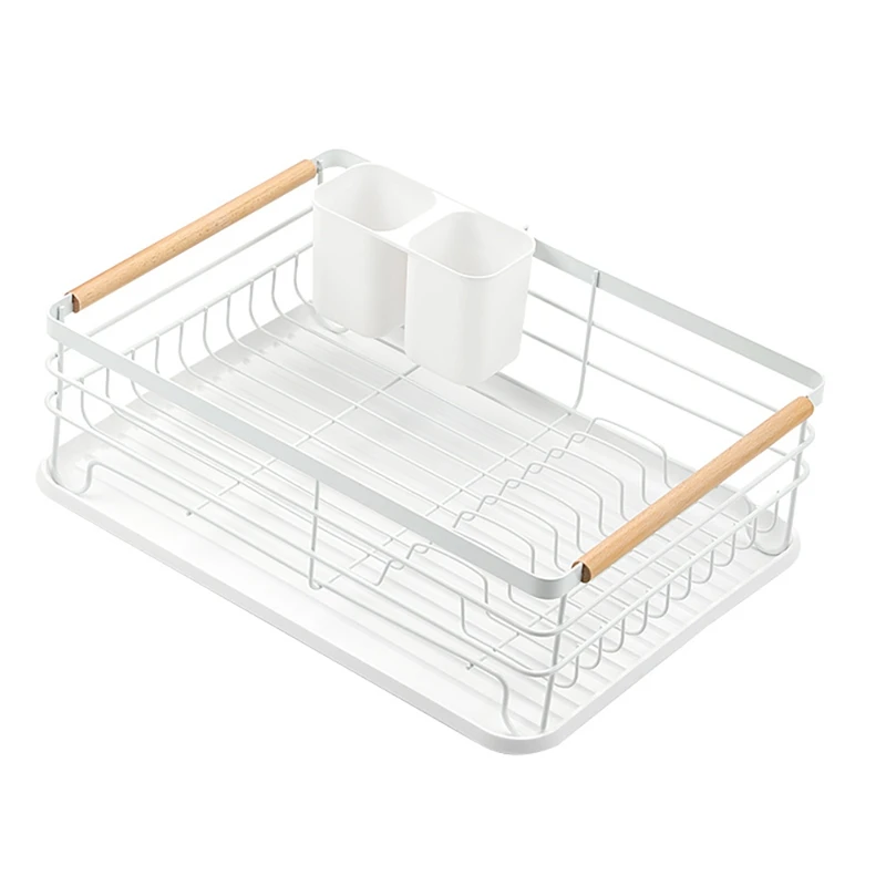 

HOT-1Pcs Cutlery Drainer Removable Drying Rack With Drip Tray And Cutlery Tray Dish Set For Plates Bowls Mugs Drainer(White)