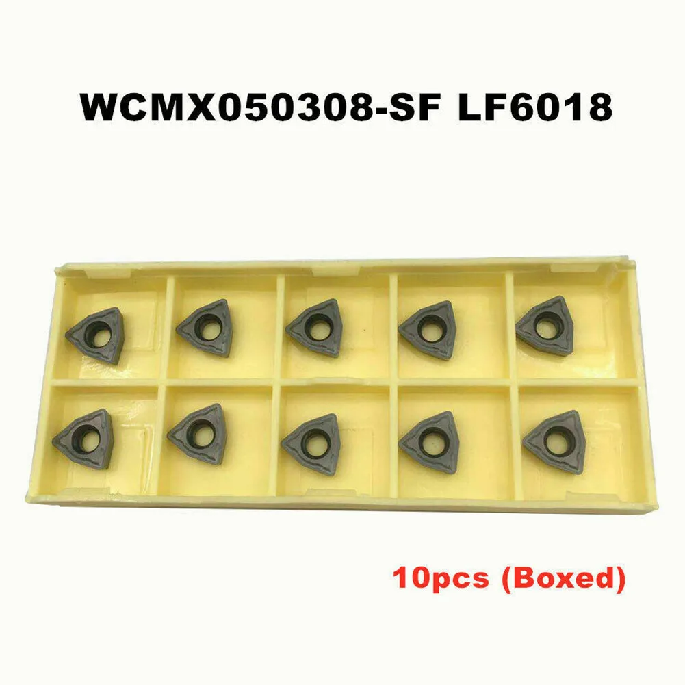 

10pcs WCMT050308-SF LF6018 Blade CNC Carbide Insert WCMX High Grip For U Drill Stainless For Semi-finishing Finishing