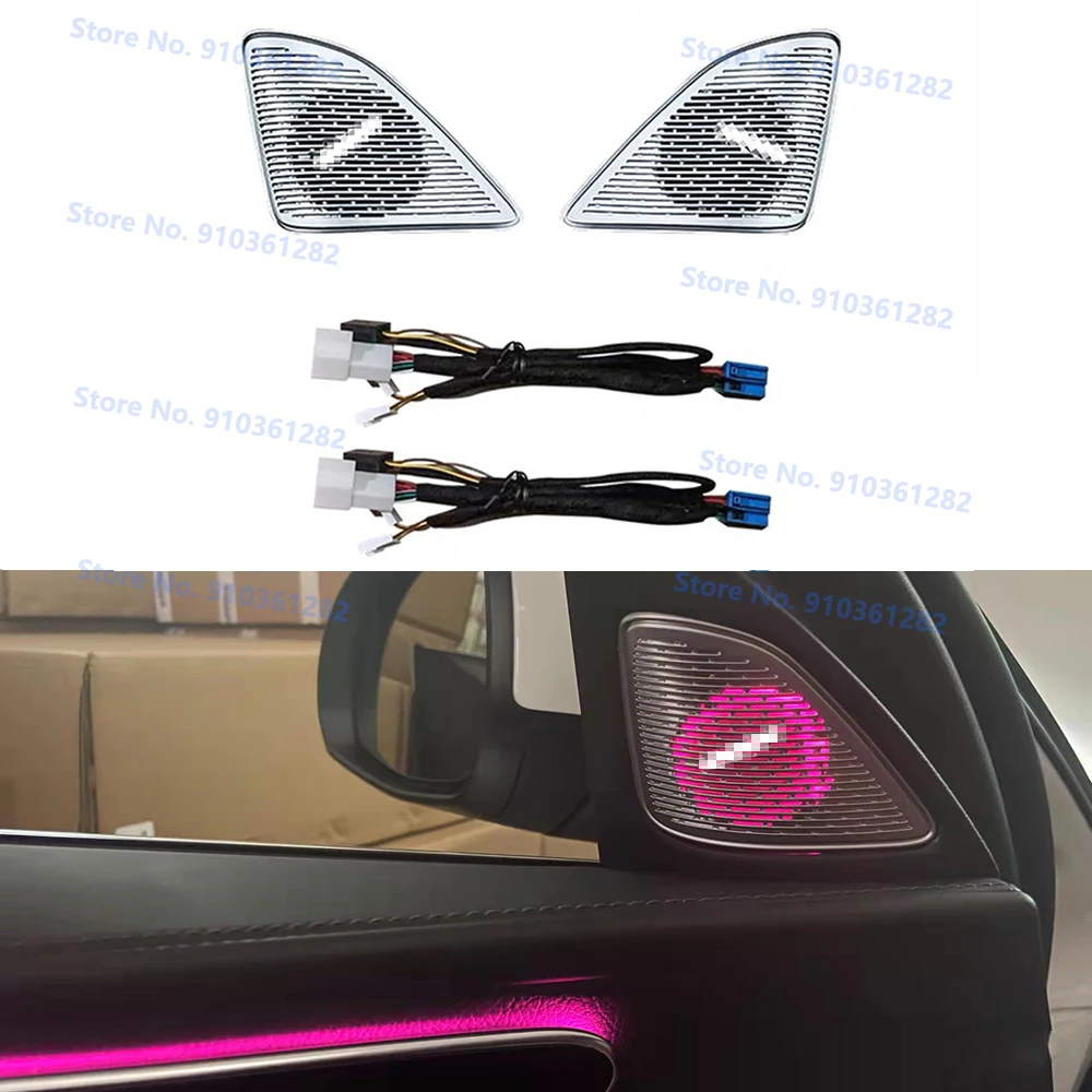 

64 Colors LED 3D Speaker Tweeter Cover With Ambient Light For Mercedes Benz C Class W206 2022 C200 C260 Metal Decorative Cover