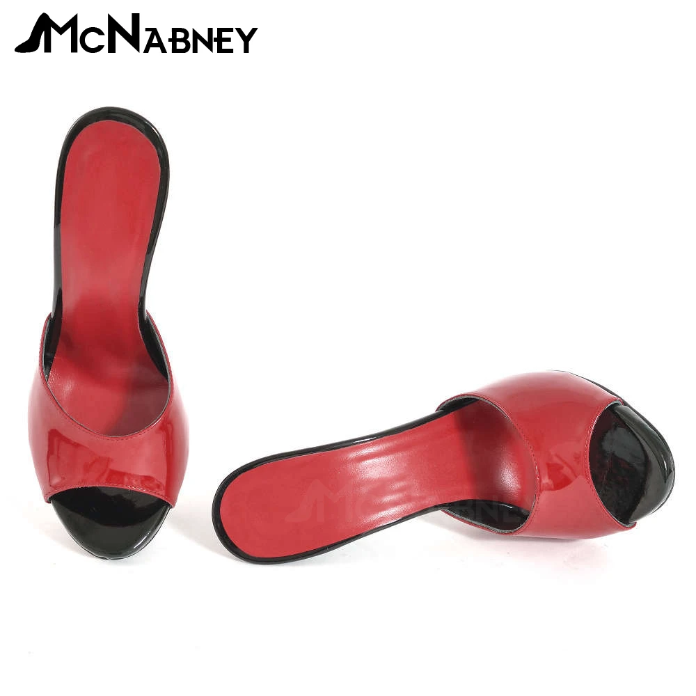 Туфли женские на шпильке пикантные сандалии с открытым носком лакированная кожа