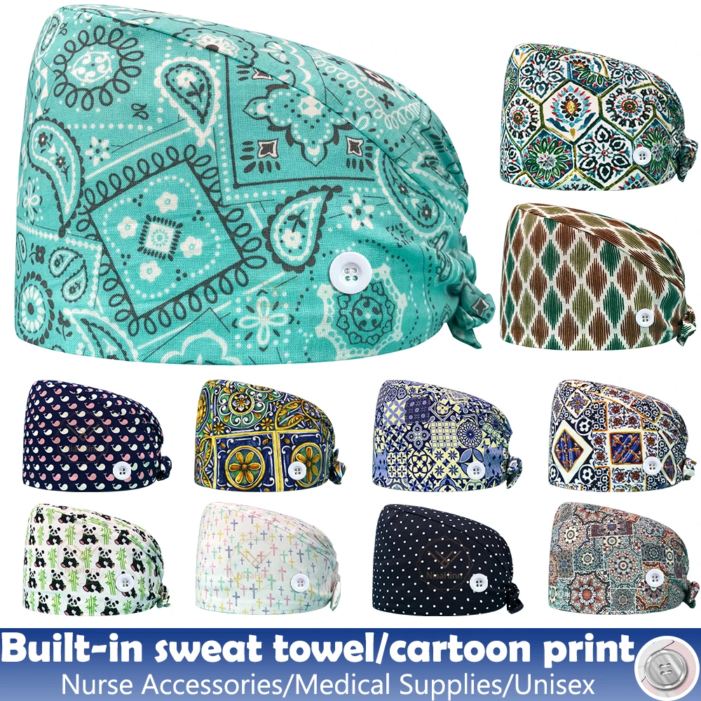 

Unisex Colorful Scrubs Cap Nursing Scrub Caps Doctors Scrub Hats Cotton Hats for Women Nurse Hat Pet Shop Work Nurse Accessories
