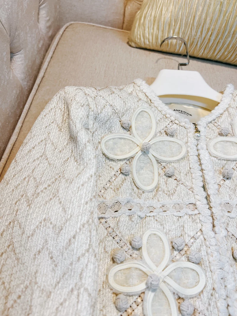 Женская бежевая верхняя одежда ANFEIOUNA Осеннее винтажное Королевское дамское