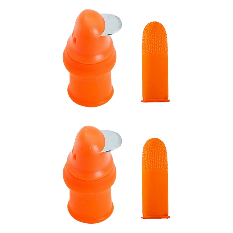 

Сельскохозяйственное устройство для ощипывания, силиконовый нож для пальцев, нож для резки овощей с напальчниками-L, 2 шт.