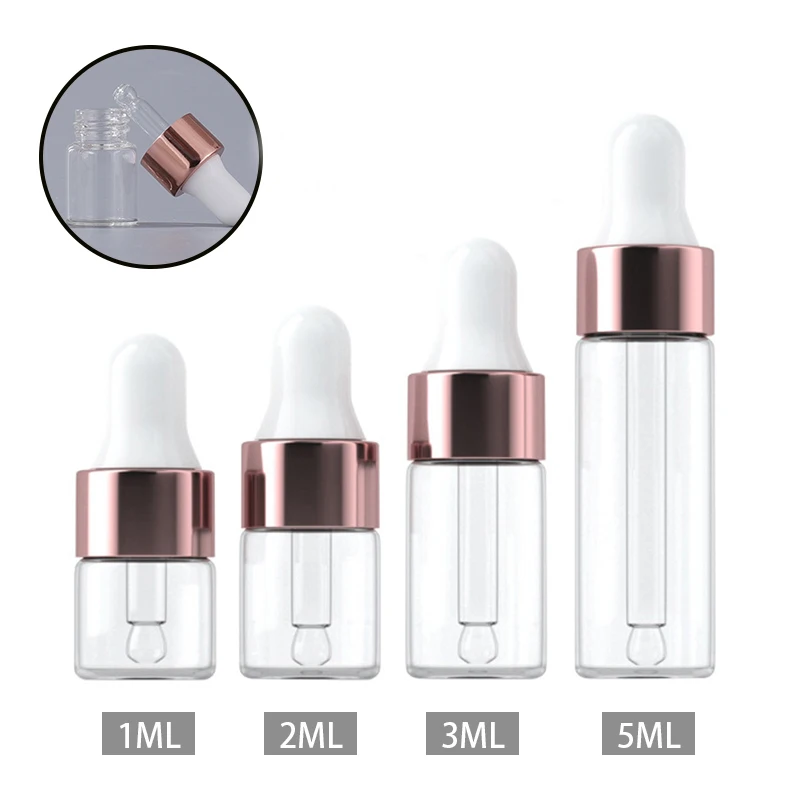 

20pcs 1ml 2ml 3ml 5ml Glass Dropper Bottle Empty Mini Essential Oil Bottle with Dropper Pipettes Refillable Perfume Containers