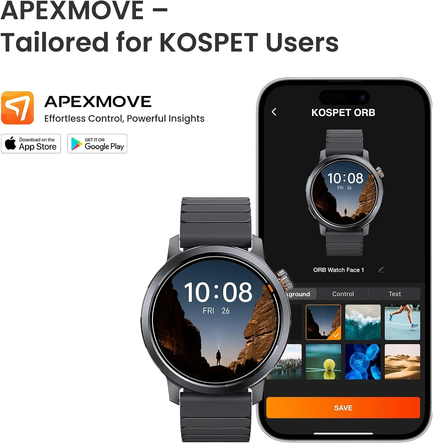 Смарт-часы KOSPET ORB 2025 для мужчин и женщин, легкий дизайн, IP68, водонепроницаемые, BT Call, 8, спортивные режимы ApexMotion, 180 режимов тренировок (art.: 3920d02a26aaa) - 3920d02a26aaa