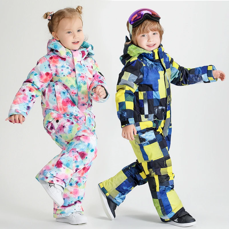 

Waterproof Baby Boy Girl One Piece Snowsuit Thick Warm Kids Ski Jumpsuit Outdoor Sport Children Mountain Overalls Alpine Clothes