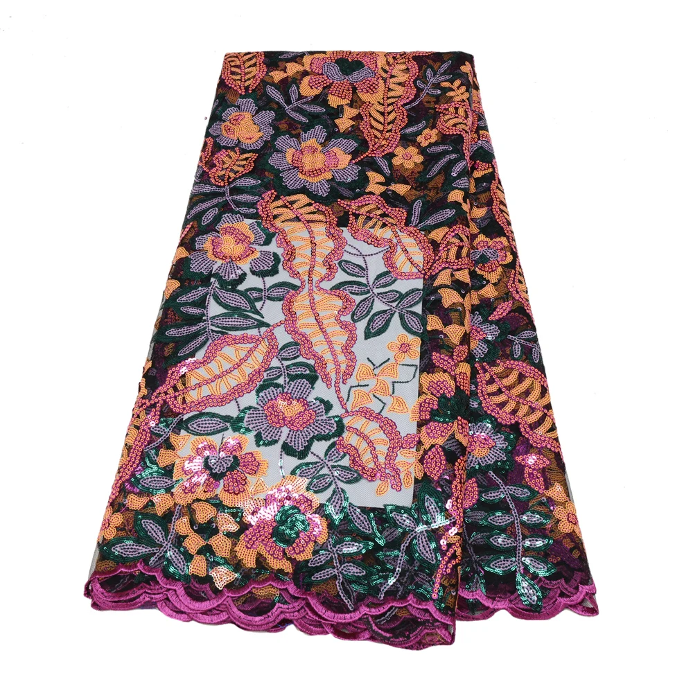 Высококачественная африканская кружевная ткань Tuille 2024 с блестками и вышивкой