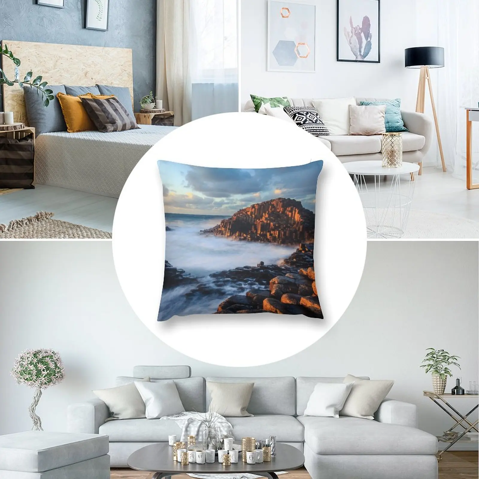Декоративная подушка с изображением заката Giants Causeway чехлы на диваны подушки для