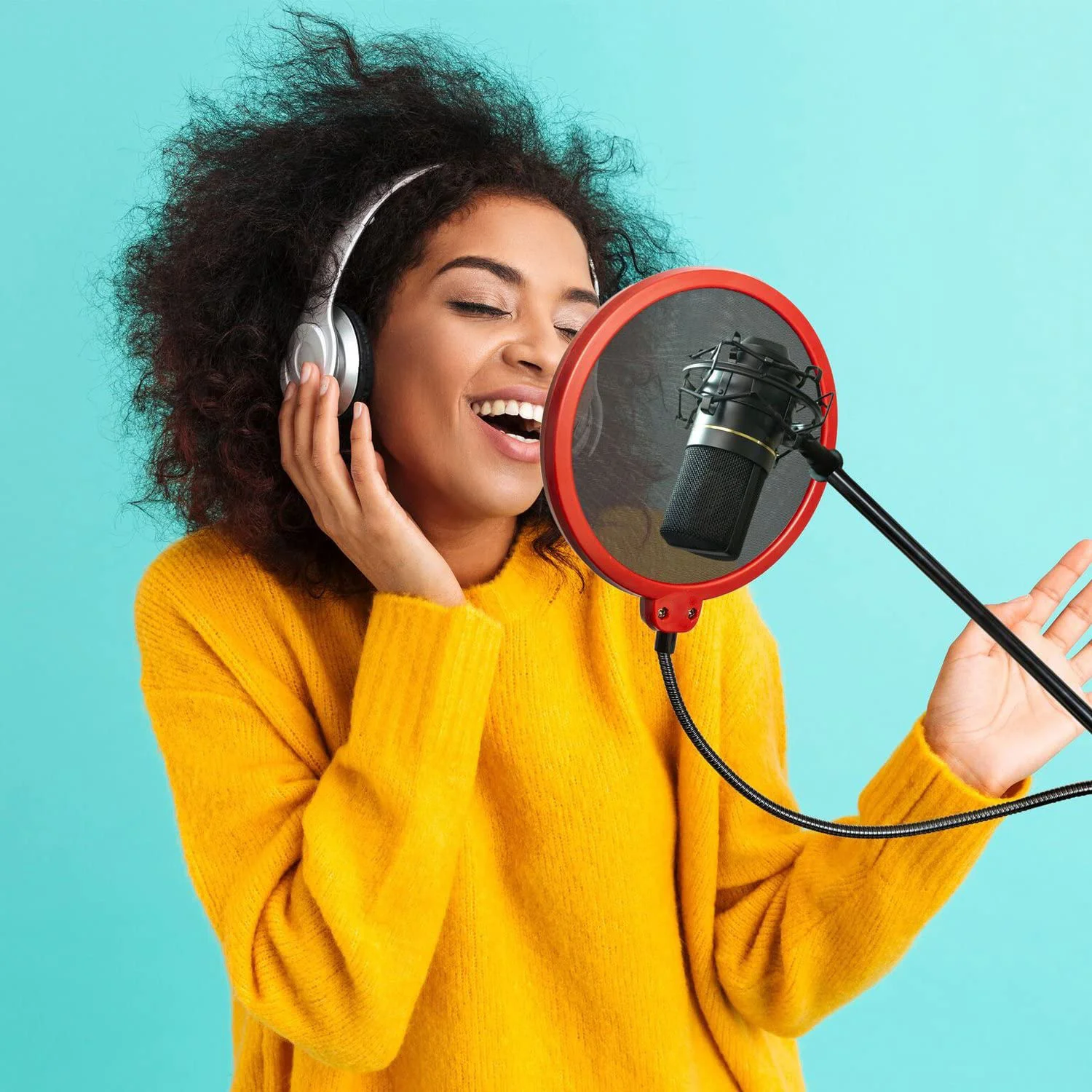 

Universal Microphone Pop Filter Metal Shield Double Layer Filter for BM 800 k669 k670 Microphone Studio Recording