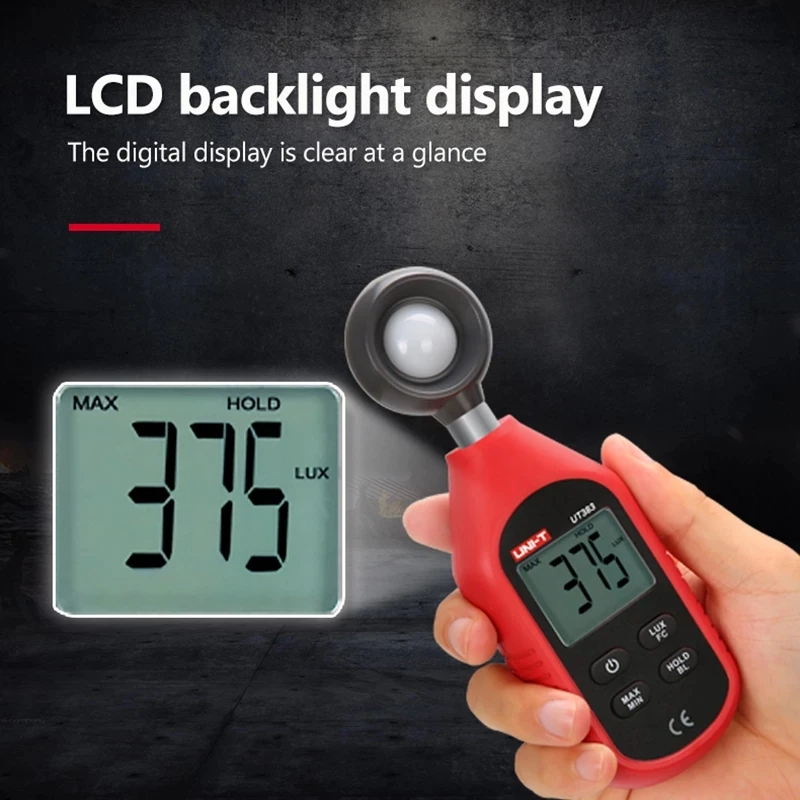 

UNI-T UT383 Light Meter 200,000 LUX Digital Luxmeter Luminance Lux Fc Test Max Min Illuminometers Photometer