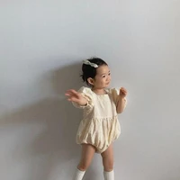 ins summer baby bodysuit kids dress girls linen cotton short sleeve skin friendly with japanese and korean style