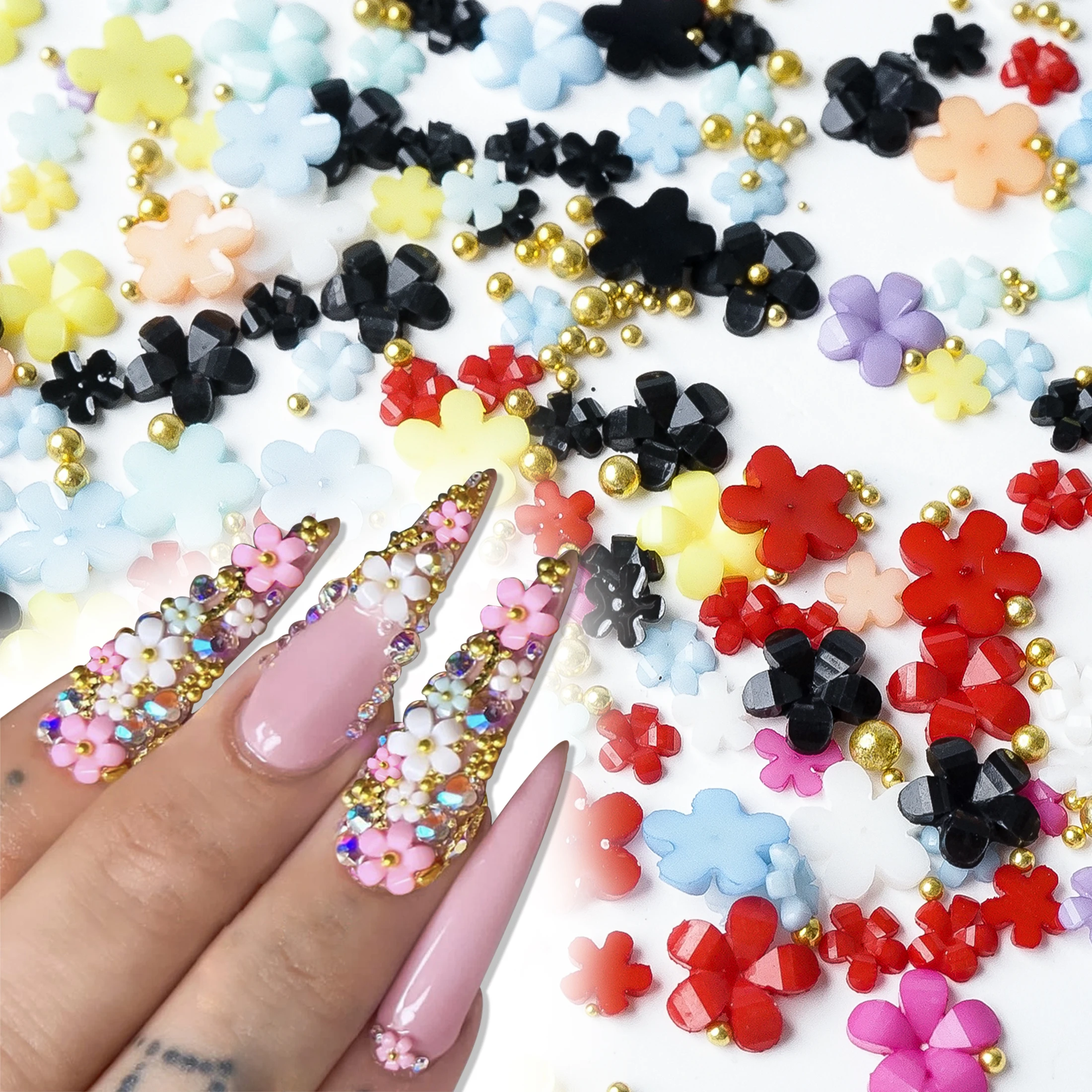 50 шт. подвески для ногтей с резьбой и лепестками цветочные украшения золотые