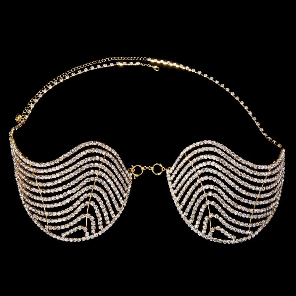 VCU Многослойные стразы нагрудная цепочка бюстгальтер жгуты для женщин