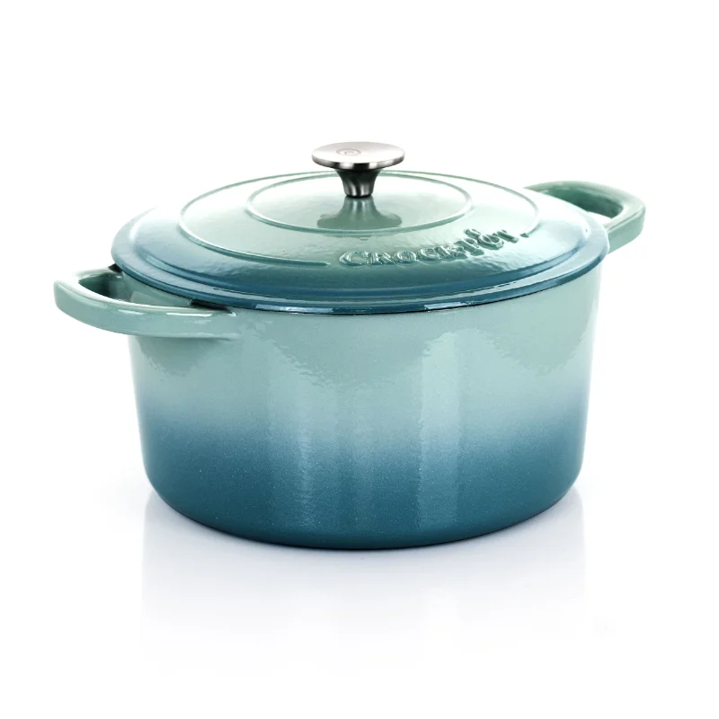 

Artisan 2 Piece 7 Quarts Enamled Cast Iron Dutch Oven in Aqua Blue