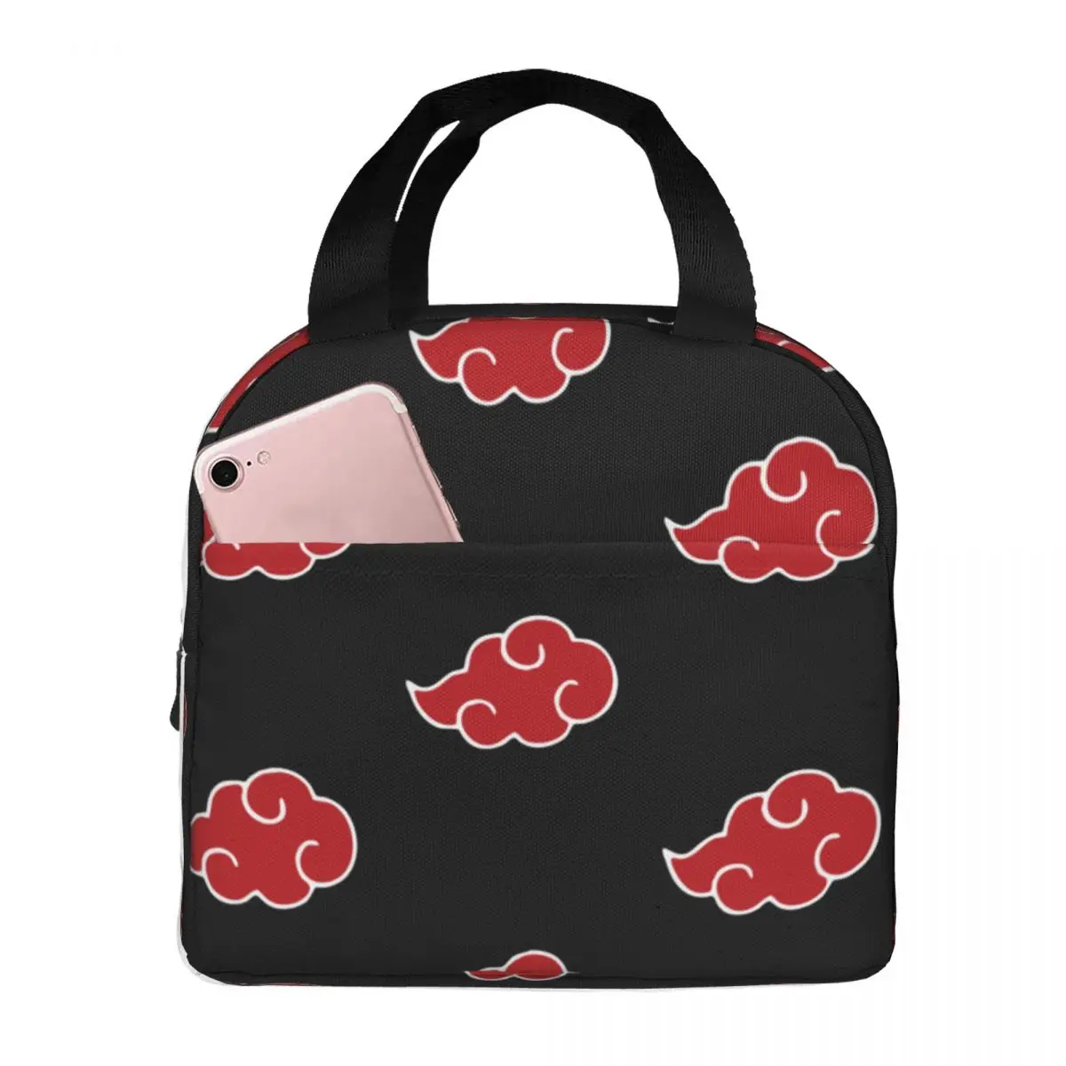 Lunch Bags for Men Women Anime Red Cloud Akatsuki Insulated Cooler Waterproof Picnic Japan Manga Lunch Box Food Storage Bags
