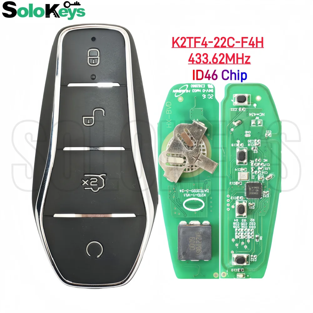 

SOLOKEYS K2TF4-41A-F4AT K2TF4-22C-F4H для BYD Dolphin Qin PLUS DM-i Qin PLUS EV Smart Remote Key 433,92/433,62 МГц 46Chip