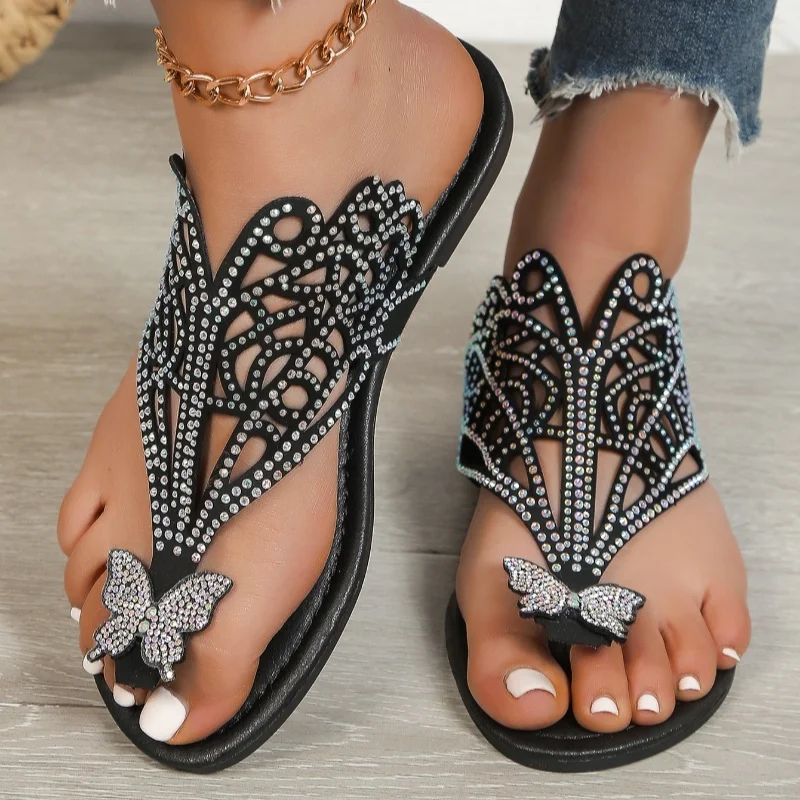 Шлепанцы женские для пляжа роскошные сандалии на плоской подошве уличные