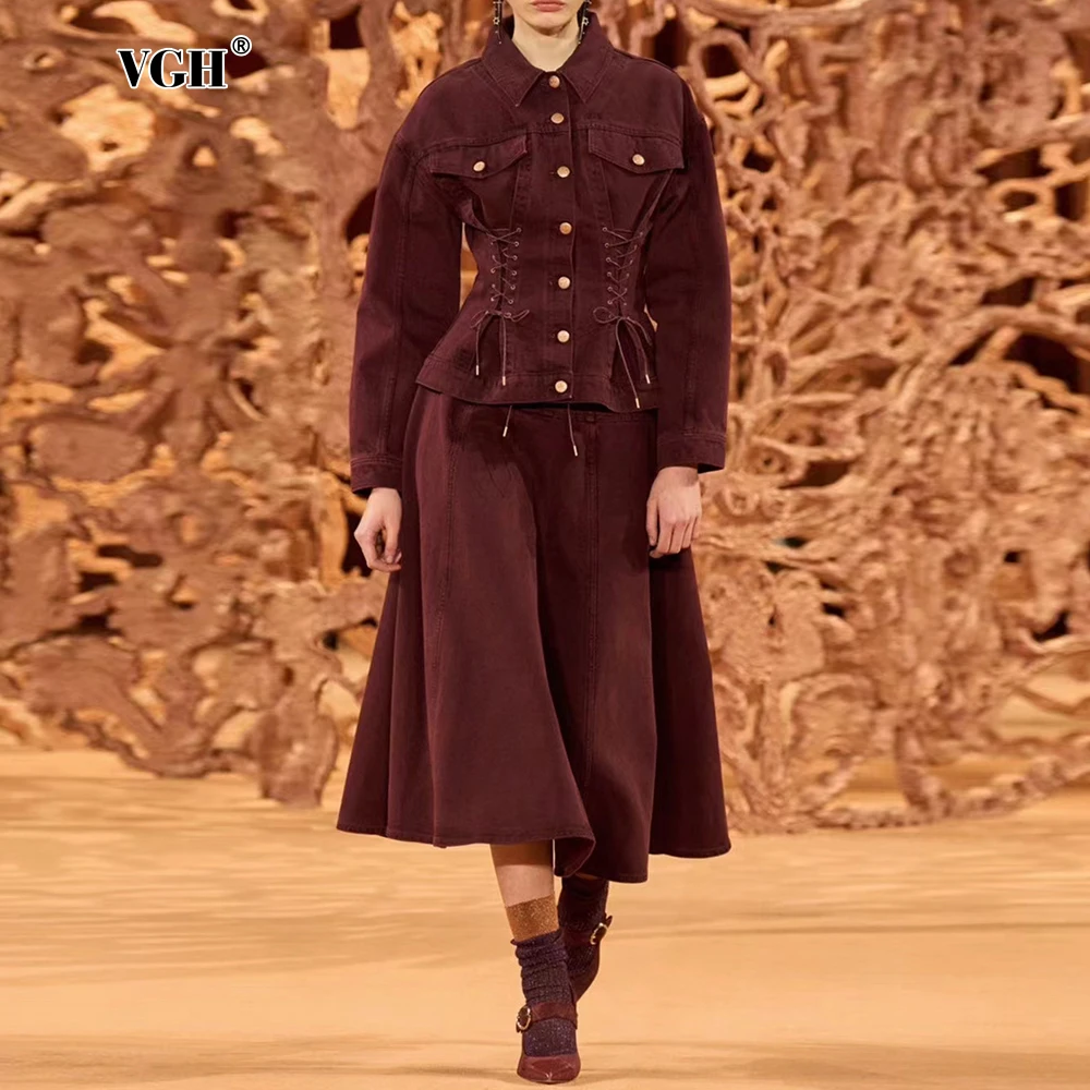 VGH однотонные комплекты из двух предметов на шнурке для женщин короткие топы с