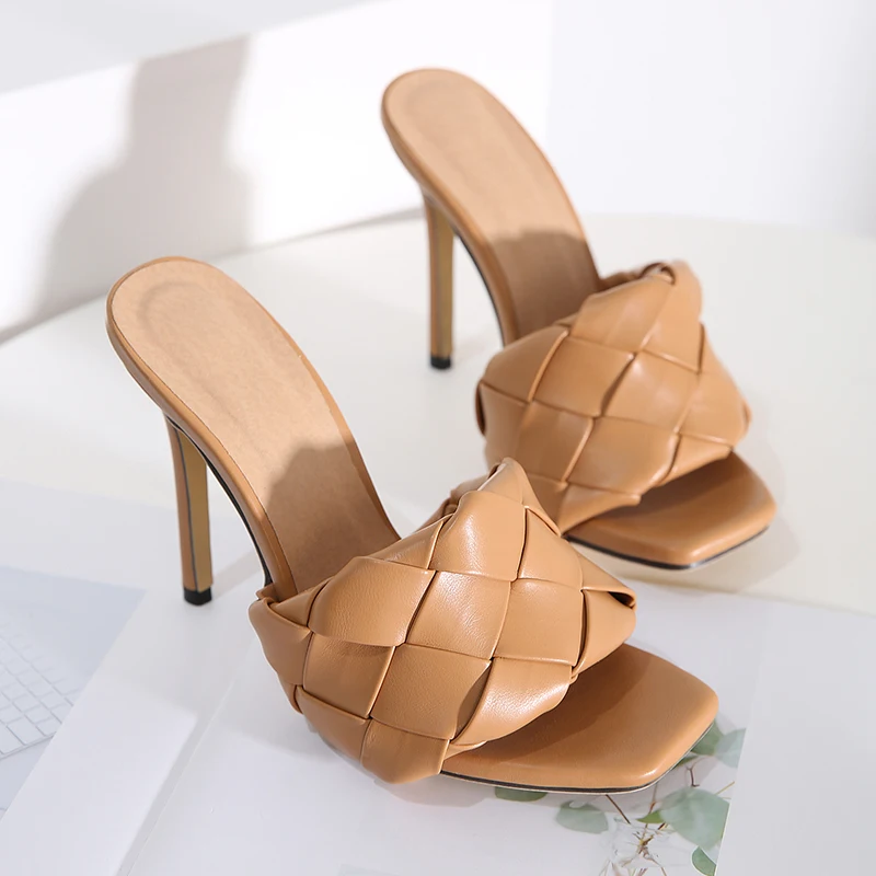 

Женские дизайнерские шлепанцы на высоком тонком каблуке, женские уличные повседневные летние шлепанцы для женщин, сандалии 2022, сексуальная...