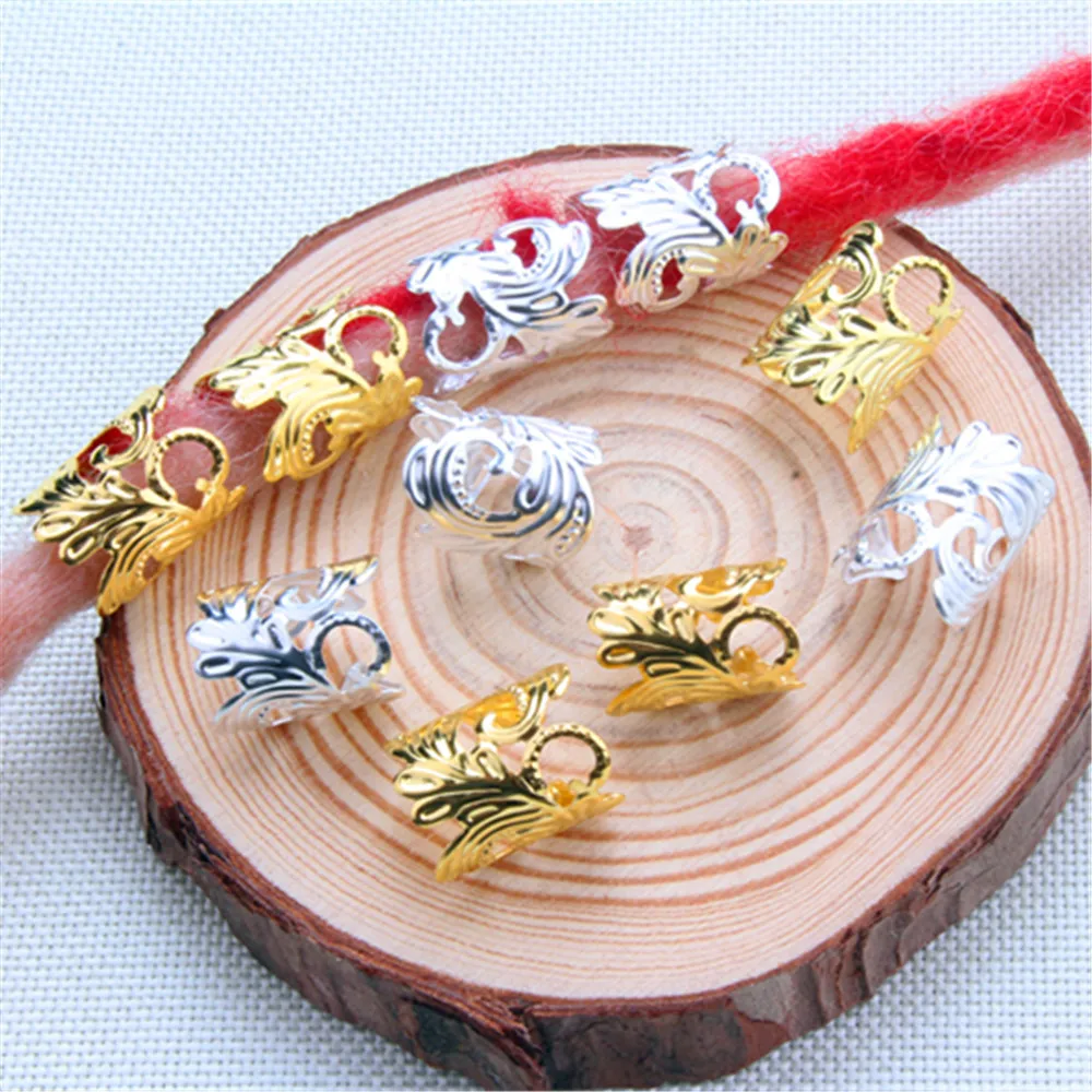 10pcs Gold Hair Rings for Braiding DIY Dreadlocks Pendant Hair Braid Clips African Hair Rings Beads Hair Decorations Accessories images - 6