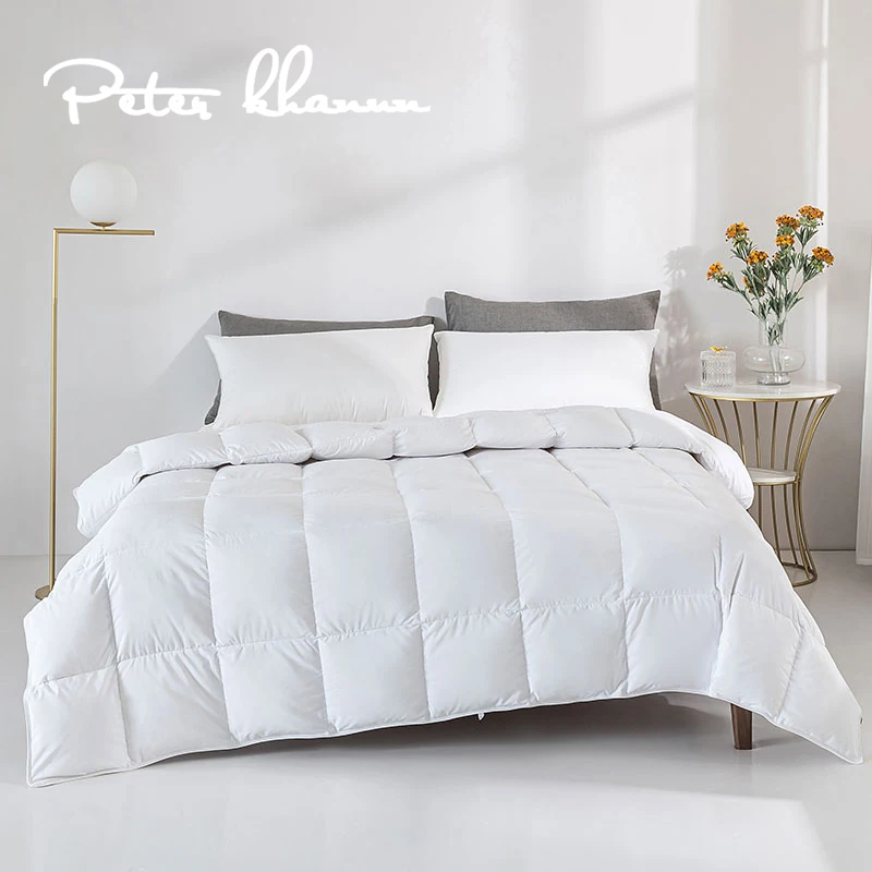 

Peter Khanun White Goose Down Duvet Comforter All Season Quilt 750+ Fill Power 100% Cotton Blanket King Queen Size Soft and Warm