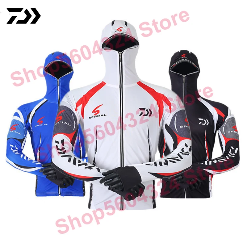 

Daiwa Clothes Fishing Shirt Jacket Ice Silk Quick Dry Sports Clothing Sun Protection Face Neck Anti-uv Breathable Fishing Hooded