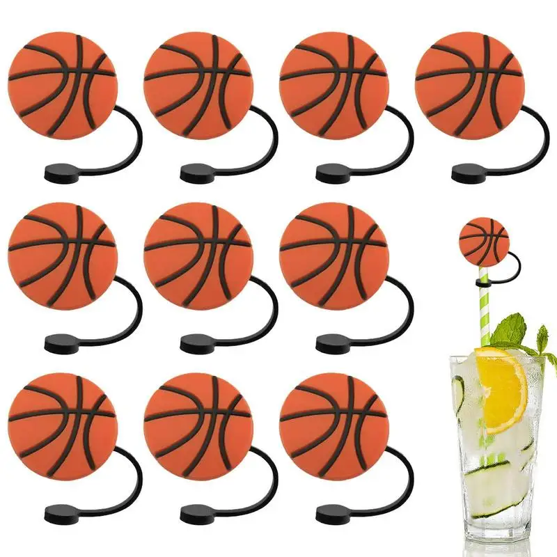 

10PCS Cartoon Straw Cover Portable Straw Protectors Airtight Ball Shape Silicone Straw Lid durable Home Kitchen Accessories