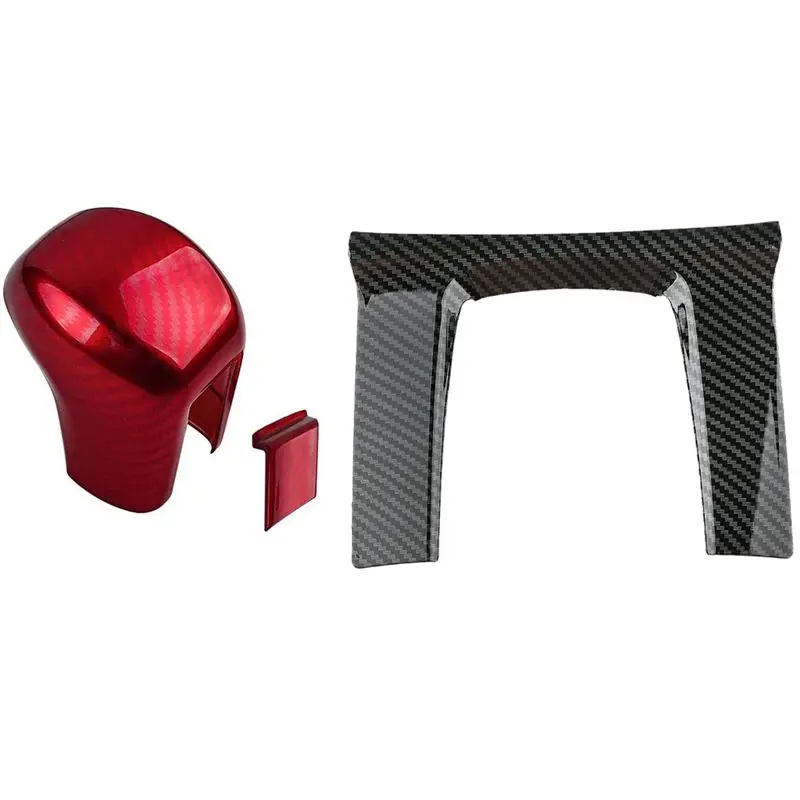 

Carbon Fiberinner Style Gear Shift Frame Cover Trim With Gear Shifting Knob Cover ABS Red Carbon Fiber Change Lever Trim