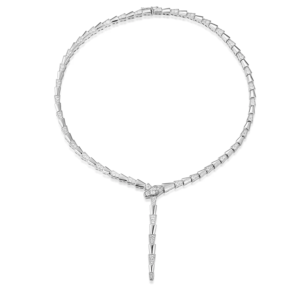 Женское ожерелье из серебра 925 пробы в виде змеи