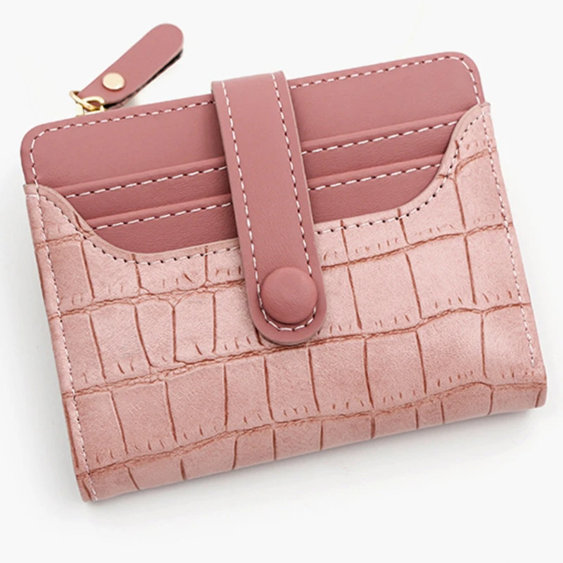 

Retro Crocodile Print PU Leather Short Wallet Fashion Advanced Multi-slot Coin Purse Zipper Waterproof Card Holder