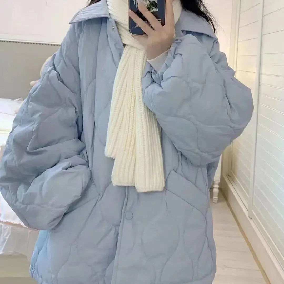 Parkas Women New Winter Clothes Women Cotton-padded Jacket Girls' Warm Thick Diamond Lattice Loose Cotton Coat Korean Style