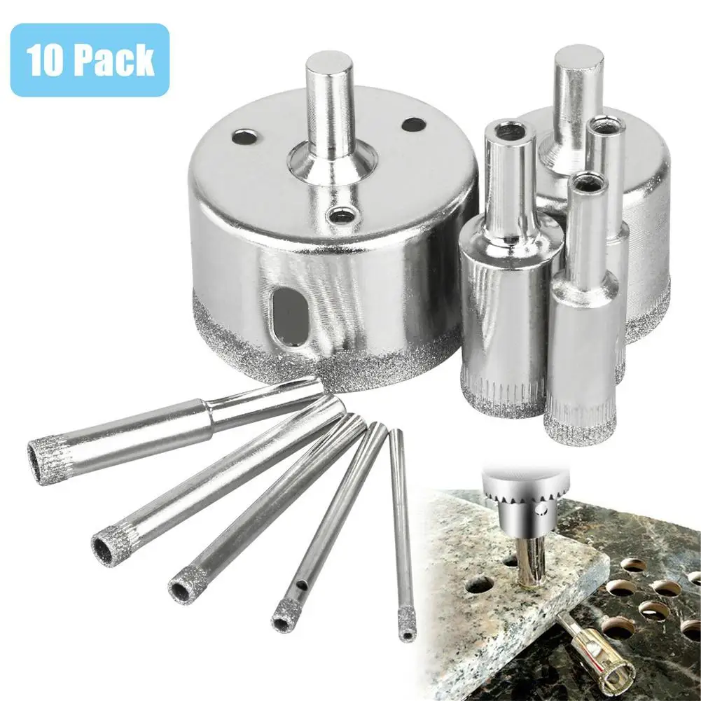 

10pcs 3-50mm Hole Saw Drill Bits Set Metal Cutting Tools For Glass Marble Tile Granite Newest
