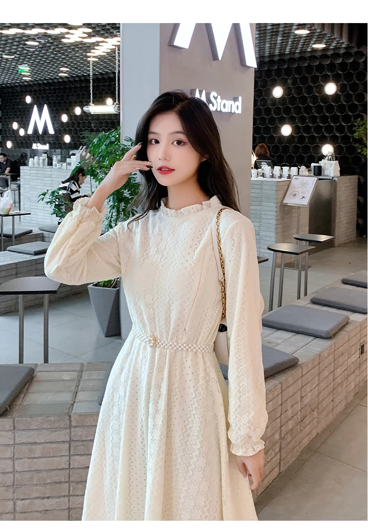 Кружевное платье для беременных и кормящих мам с длинными рукавами-фонариками