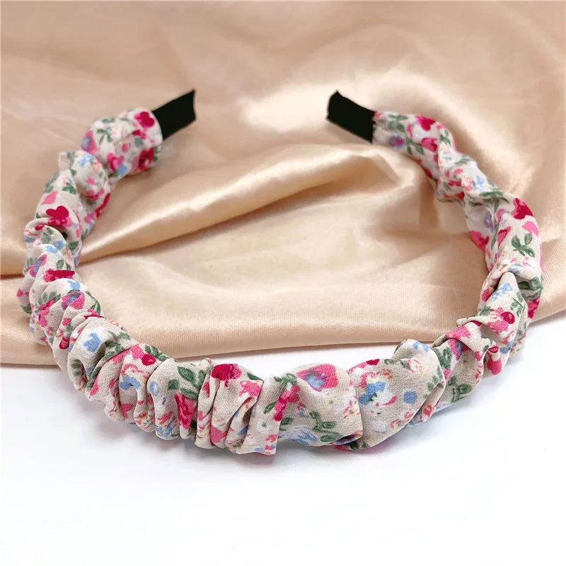 

Fashion Floral Pleated Fabric Headdres Scrunchie Small Fresh Hair Hoop Net Red Wild Hair Ties Girl Hair Jewelry Hair Accessories