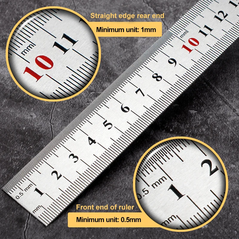 

15cm/20cm/30cm/50cm Stainless Steel Double Side Straight Ruler Centimeter Inches Scale Metric Ruler Precision Measuring Tools
