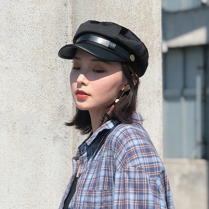 Кепки унисекс для газетчика повседневный берет с плоским верхом и короткими