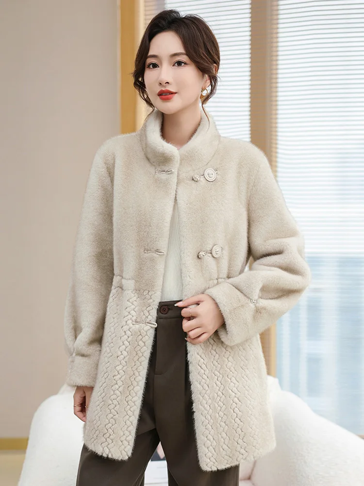 Интегрированная верхняя одежда из искусственного меха норки для женщин зима 2023