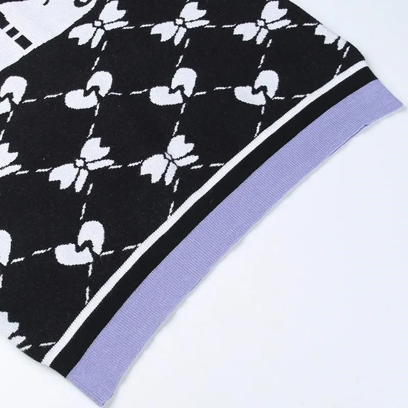 Женское трикотажное пальто Y2K шерстяной жилет с V-образным вырезом и юбкой