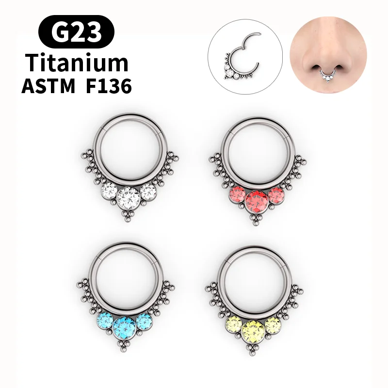 Серьги-гвоздики из титана G23 с фианитами, ювелирные украшения для пирсинга тела с подвесками на петлях, кольцо для носа, 2021