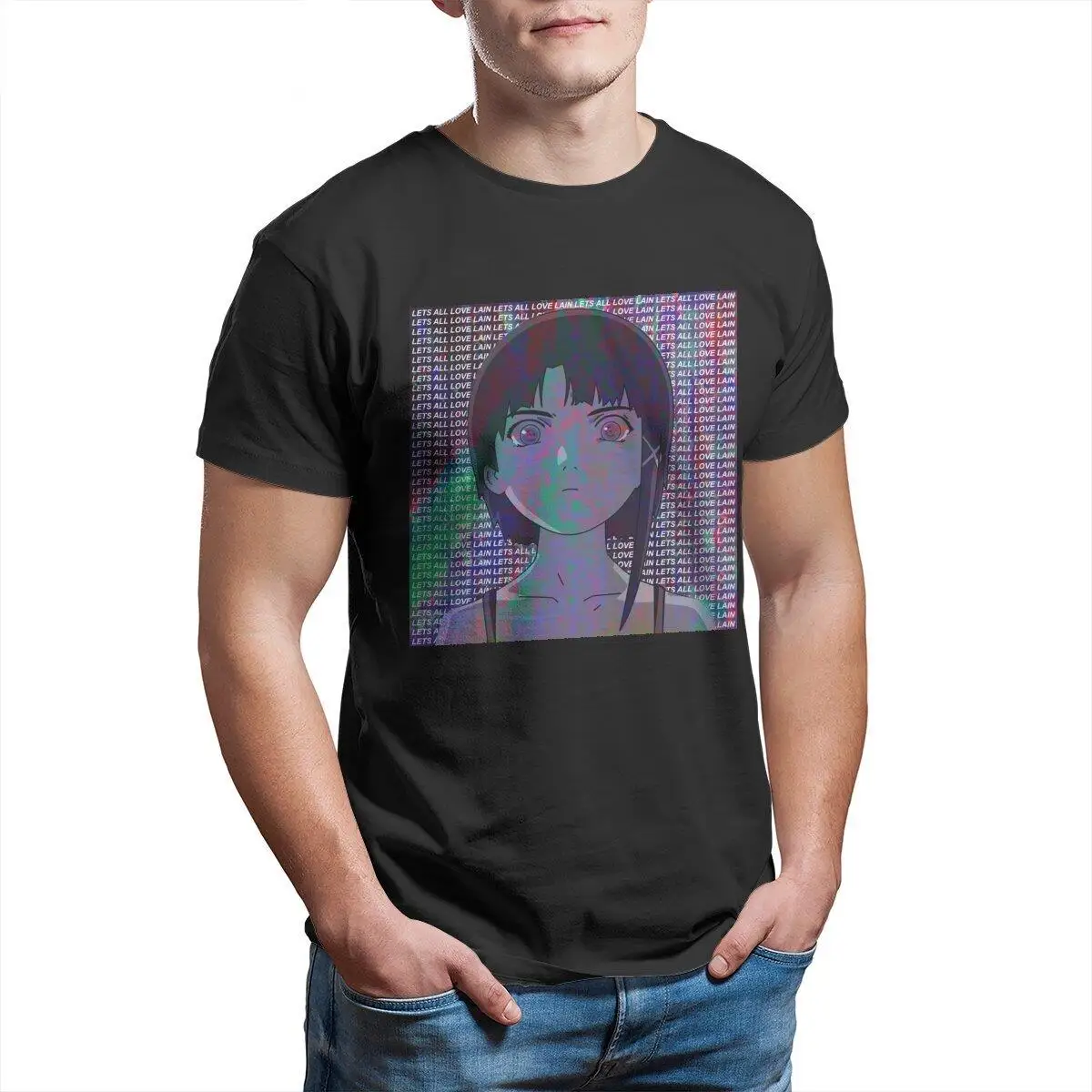 

Men's T-Shirts Serial Experiments Lain Aesthetic Fun 100% Cotton Tees Japanese Anime T Shirt Clothes Birthday Present