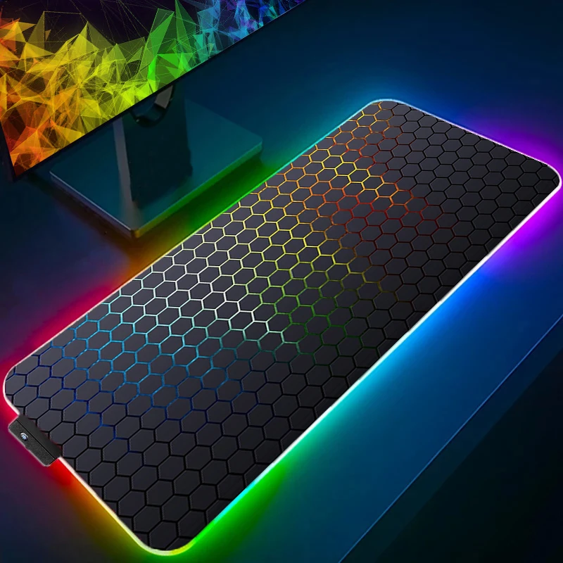 Коврик для мыши со светодиодной подсветкой RGB, ПК, компьютер, геймер, игровой коврик для мыши, клавиатура, настольный коврик, японский дракон, вишневый цвет, аниме, шестигранный ковер (art.: 3920ce643d9b4) - 3920ce643d9b4