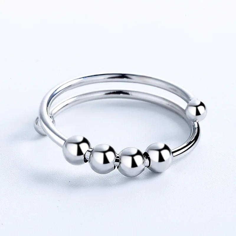 

Anti Stress Anxiety Rings Rotate Freely Beads Rings for Women Men Open Fidget Rings Antistress Spiral Rotatable Gifts