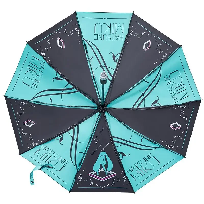

Hatsune Miku Umbrella Fully Automatic Tri-fold Umbrella Hatsune Miku Peripheral High-value Windproof Rain Protection Sunshade