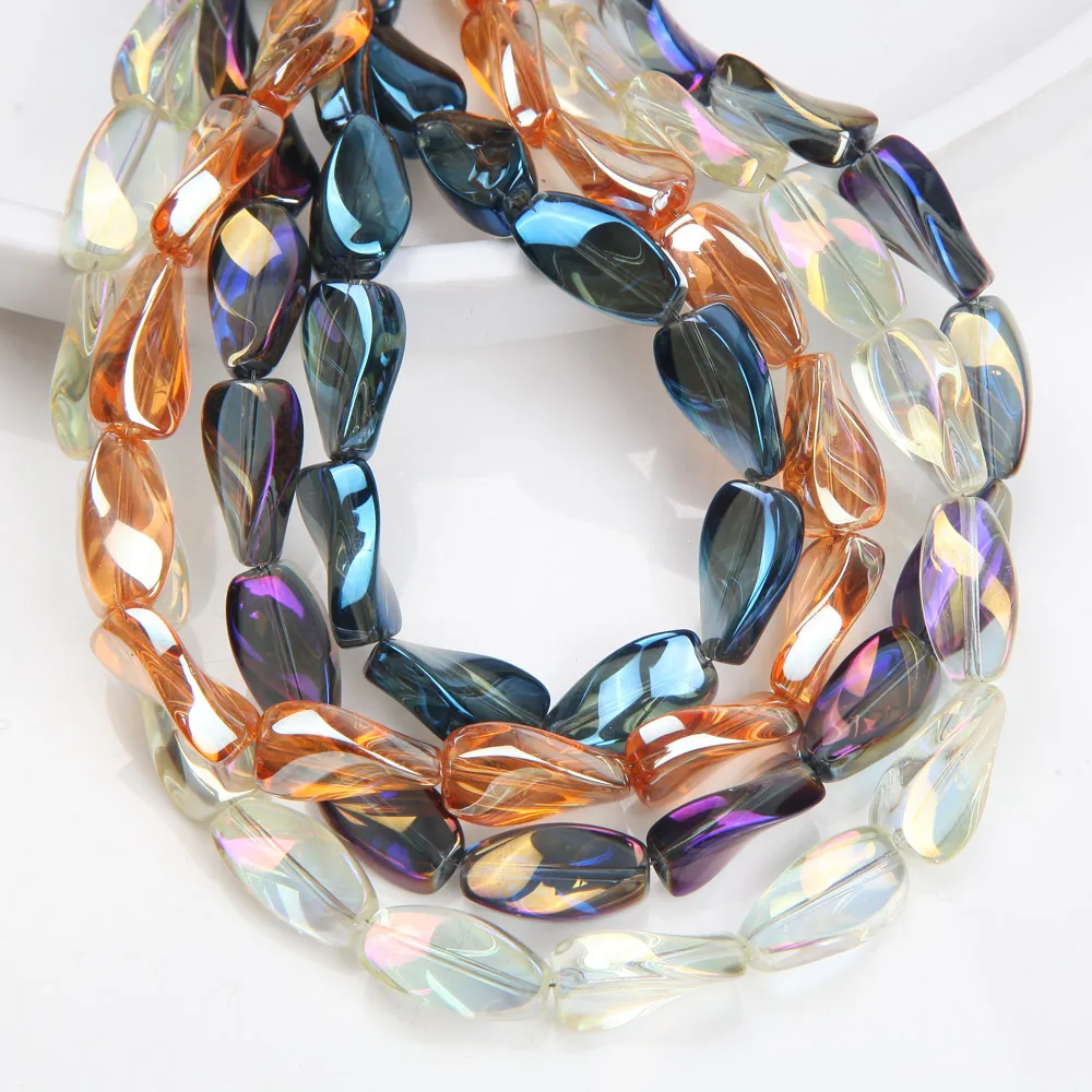 

20pcs 9*17mm Twist Glass Beads Irregular Charms for Jewelry Making Supplies Necklace Findings Bracelet DIY Hand Made Accessories