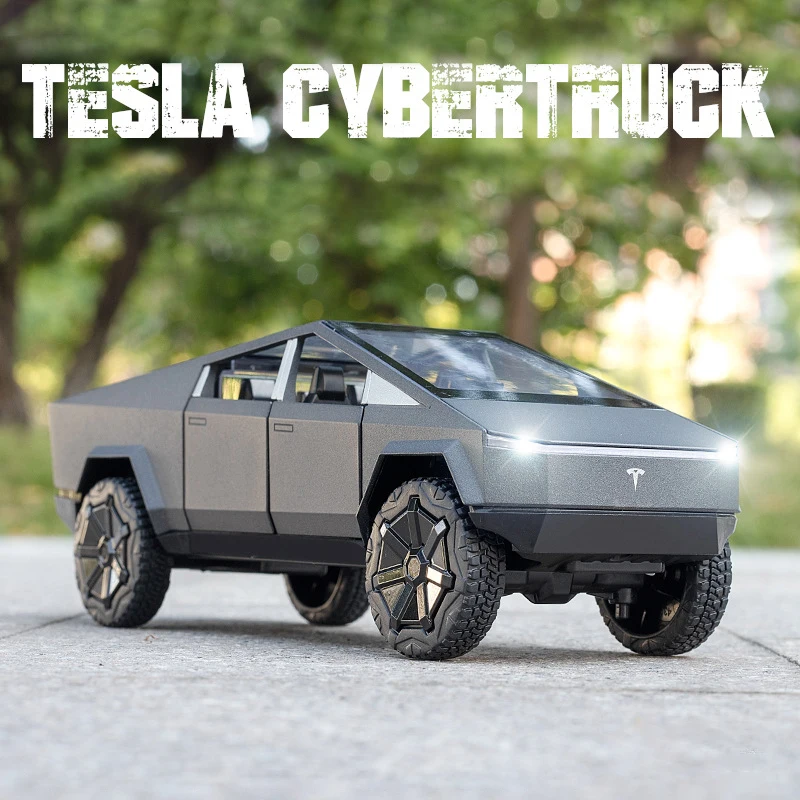 

1:24 Tesla Cybertruck Pickup Diecast Alloy Car Model Toy Acousto Optic Simulation Pull Back Off-road Vehicle Toys Kids Gifts