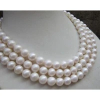 charming 49 9 10mm white akoya natural pearl nelace 14k yellow clasp